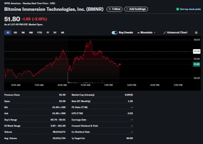 Bitmine Stock Price